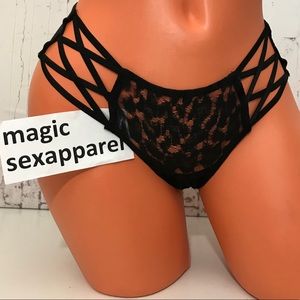 VS S M VERY SEXY STRAPPY CAGED CUTOUT CHEEKY PANTY